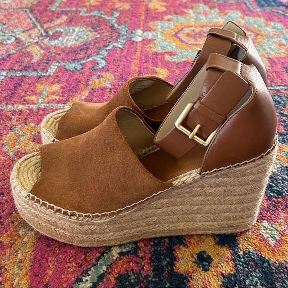🔥Marc Fisher | Women's brown suede upper, leather heel wedge espadrille size 11 - Picture 5 of 16